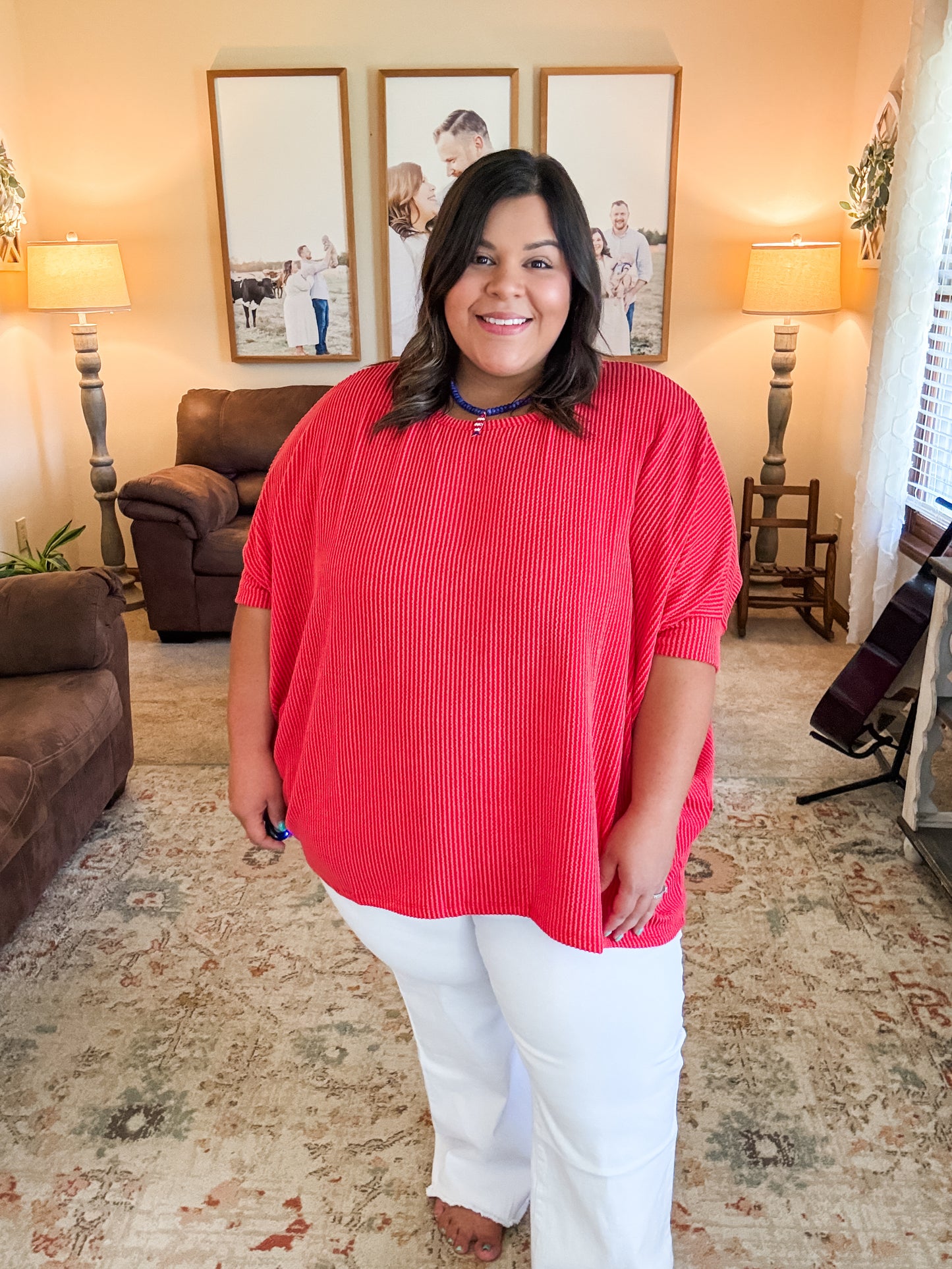 Curvy Ruby Raised Ribbed Top