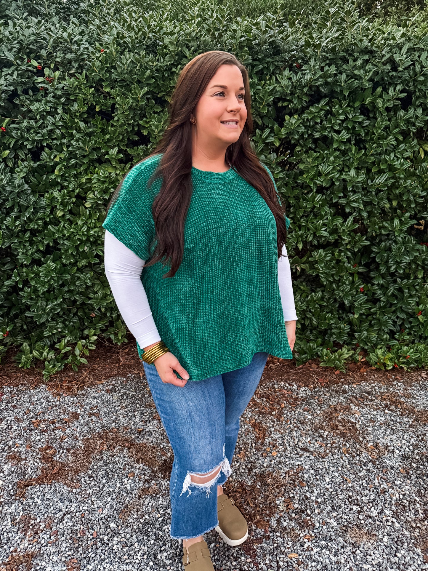 Curvy Evergreen Chenille Top
