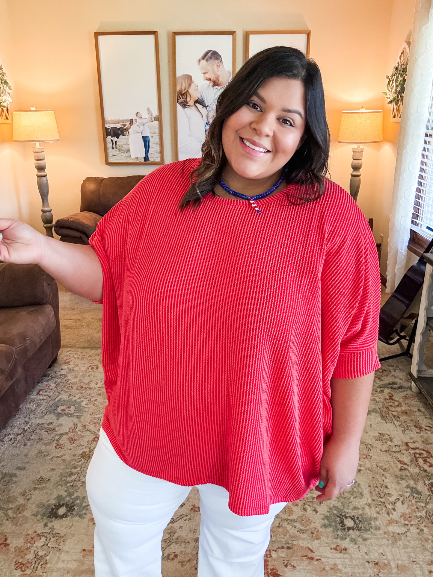 Curvy Ruby Raised Ribbed Top