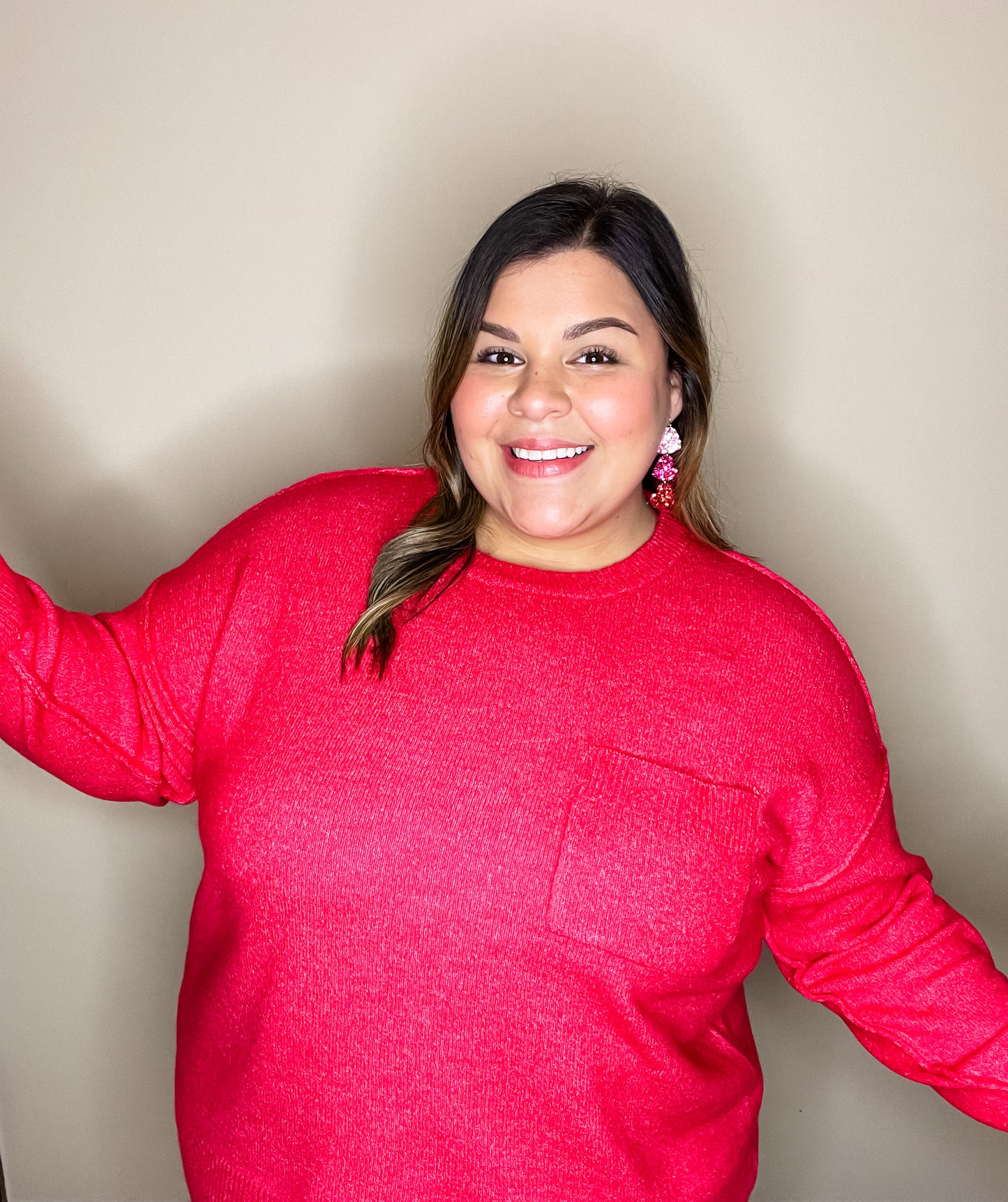 Curvy Just Right Sweater in Magenta