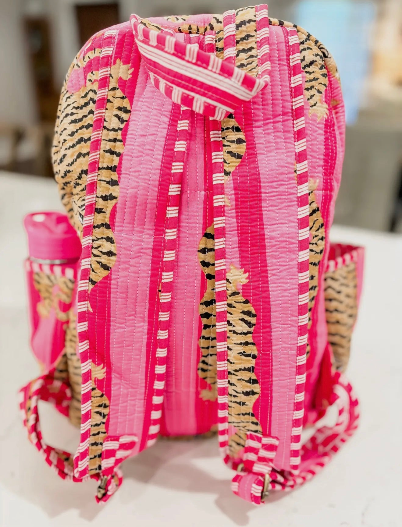 Pink Eye of the Tiger Quilted Backpack