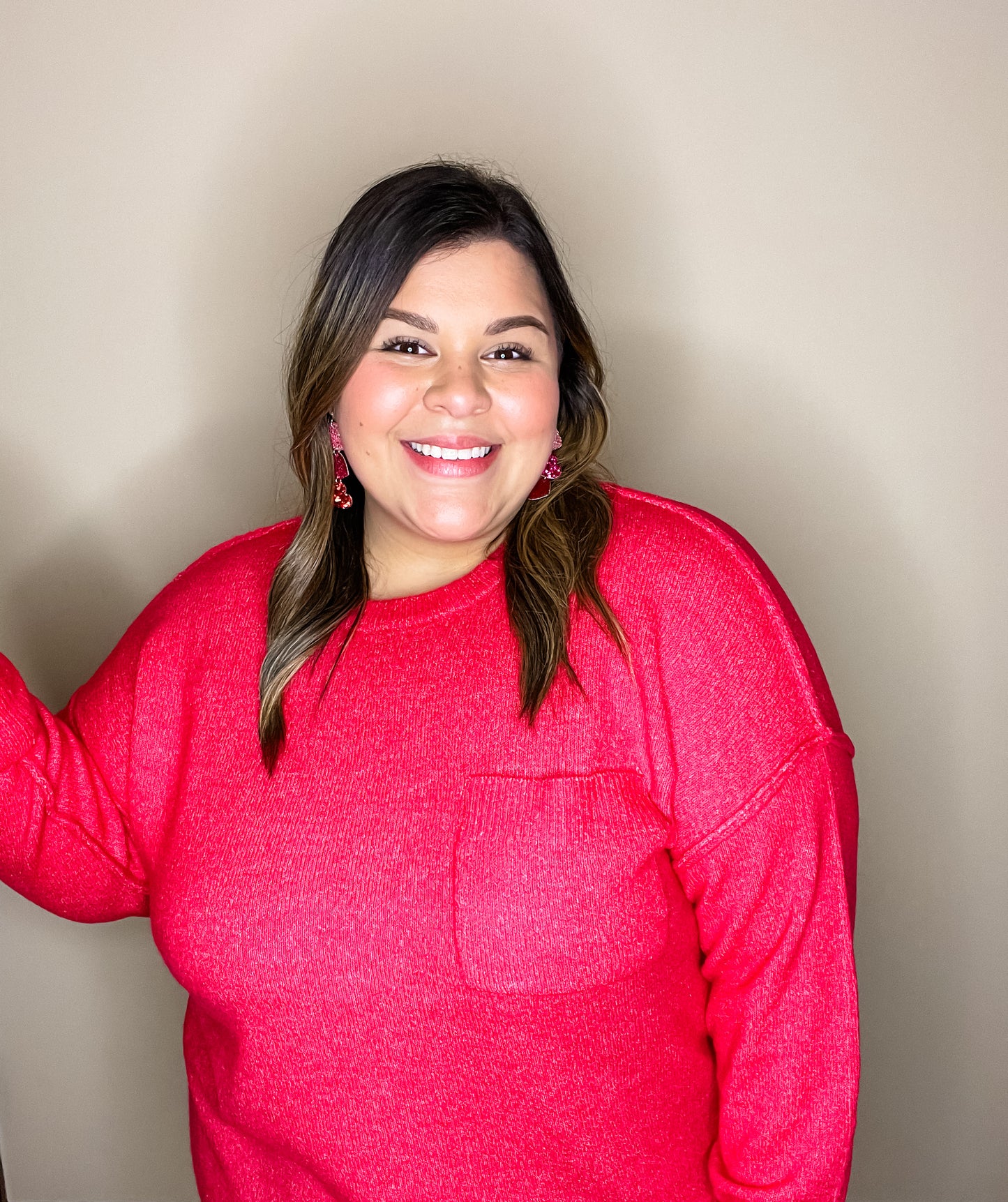 Curvy Just Right Sweater in Magenta