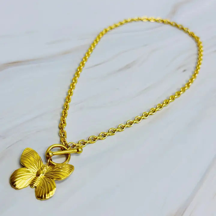 Vintage Butterfly Toggle Necklace