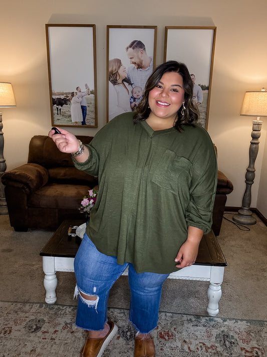 Curvy Olive Everyday Top