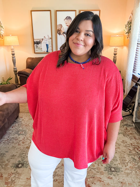 Curvy Ruby Raised Ribbed Top