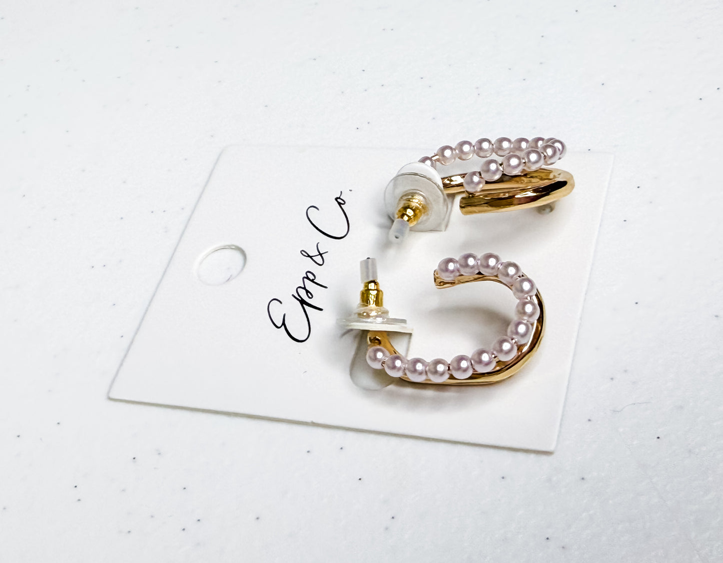 Gold and Pearl Double Hoops