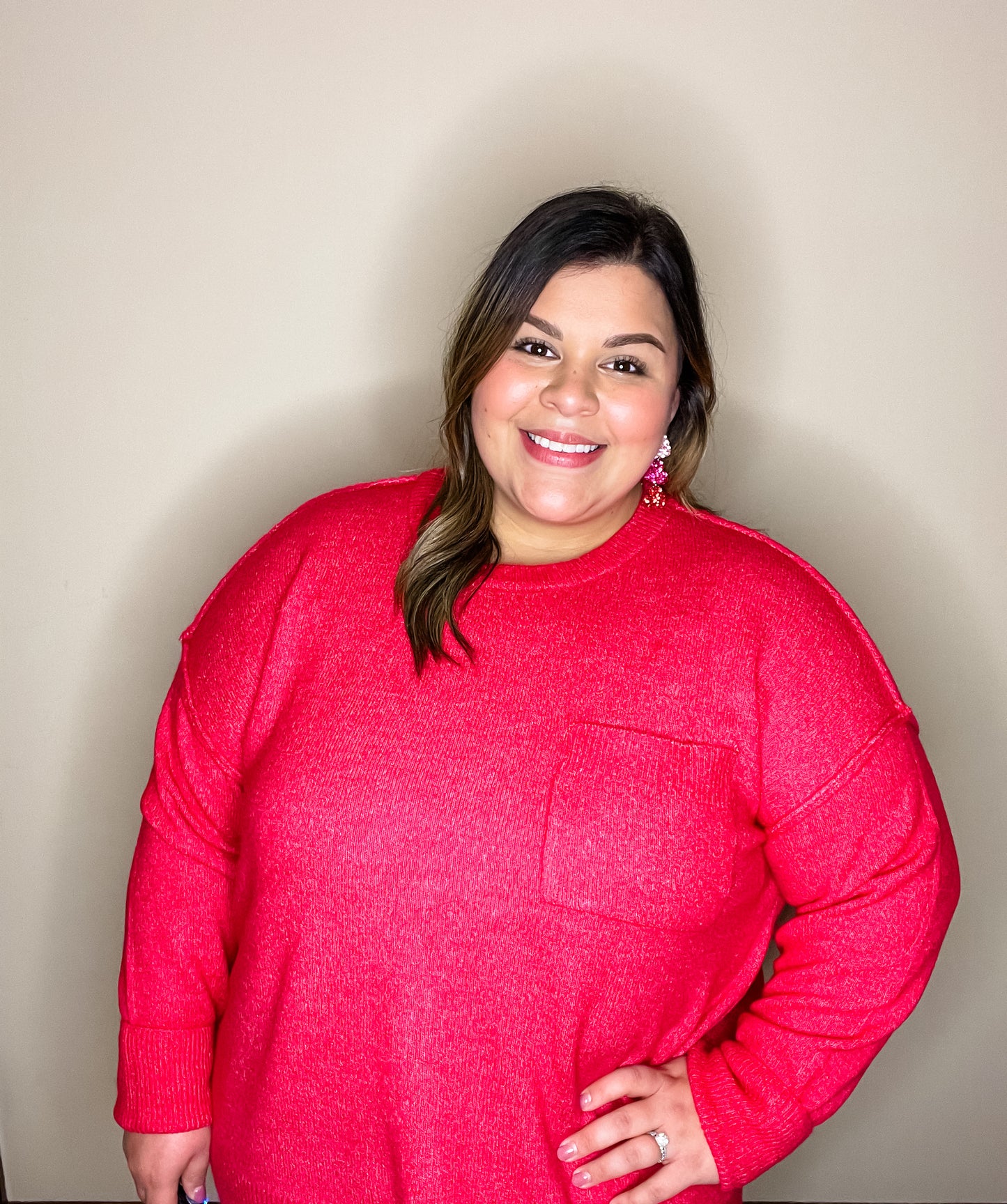 Curvy Just Right Sweater in Magenta