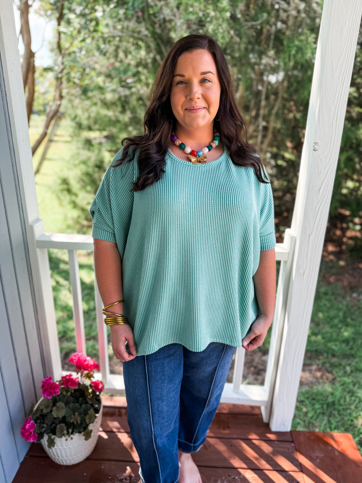Curvy August Waters Ribbed Top