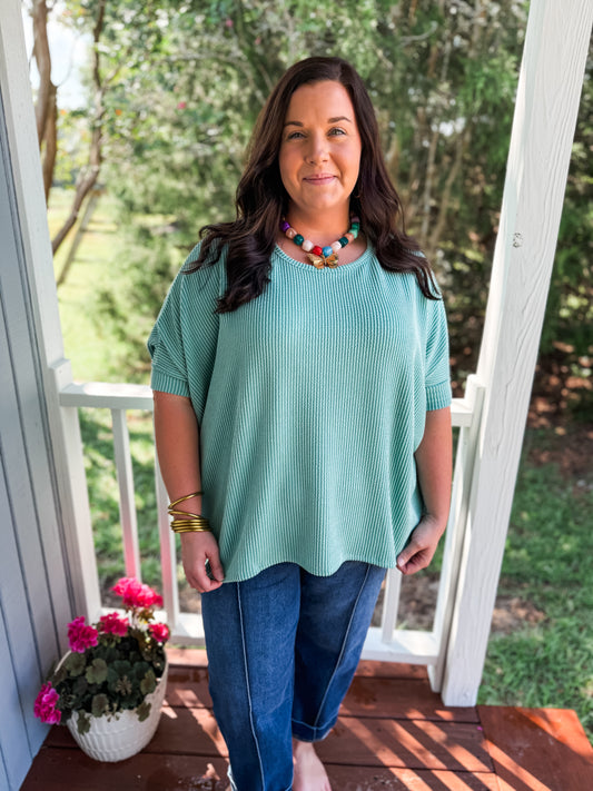 August Waters Raised Ribbed Top
