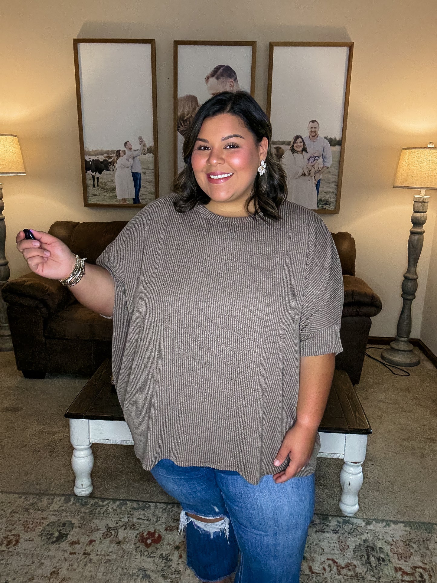 Mocha Relaxed Ribbed Top