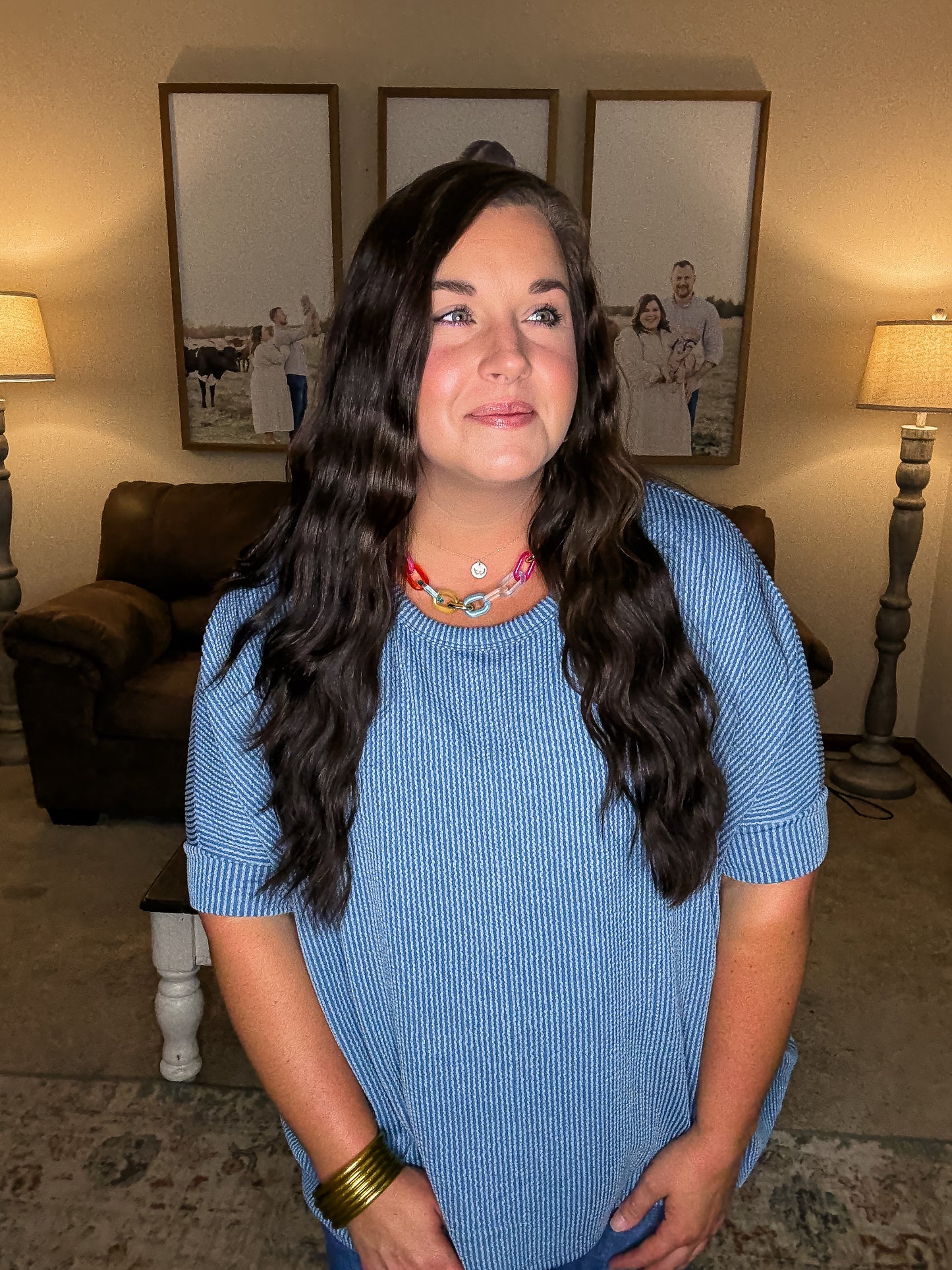 Classic Blue Relaxed Ribbed Top