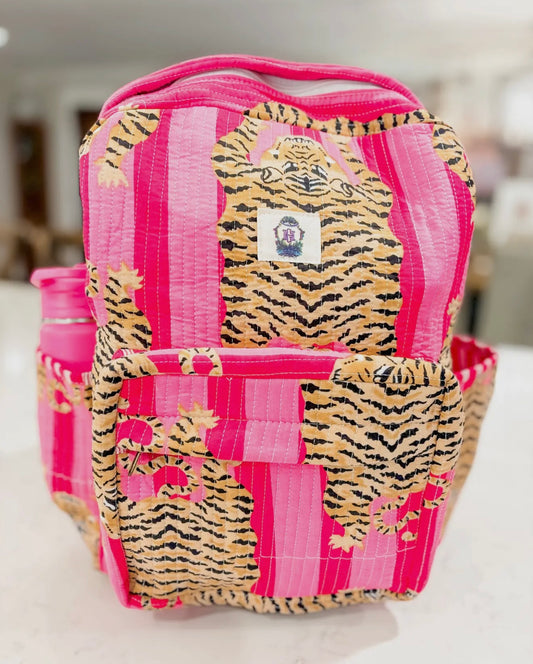 Pink Eye of the Tiger Quilted Backpack