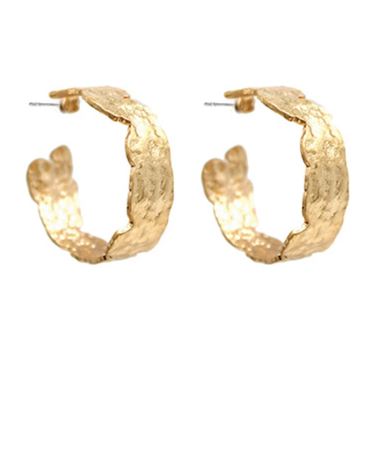 Hammered Hoops in Gold