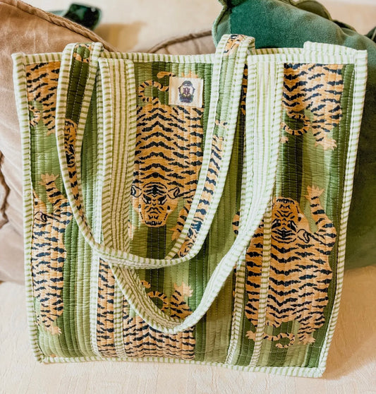 Large Sage Eye of the Tiger Tote Bag