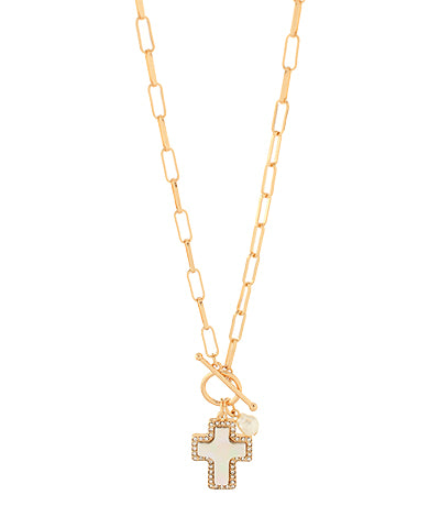 Cross and Pearl Necklace