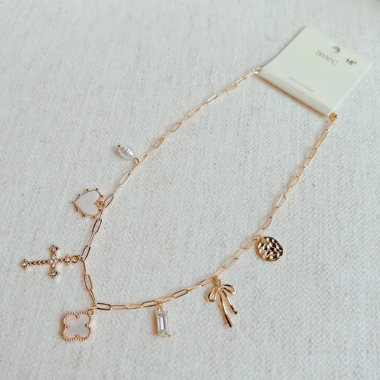 Cross Clover Charm Necklace