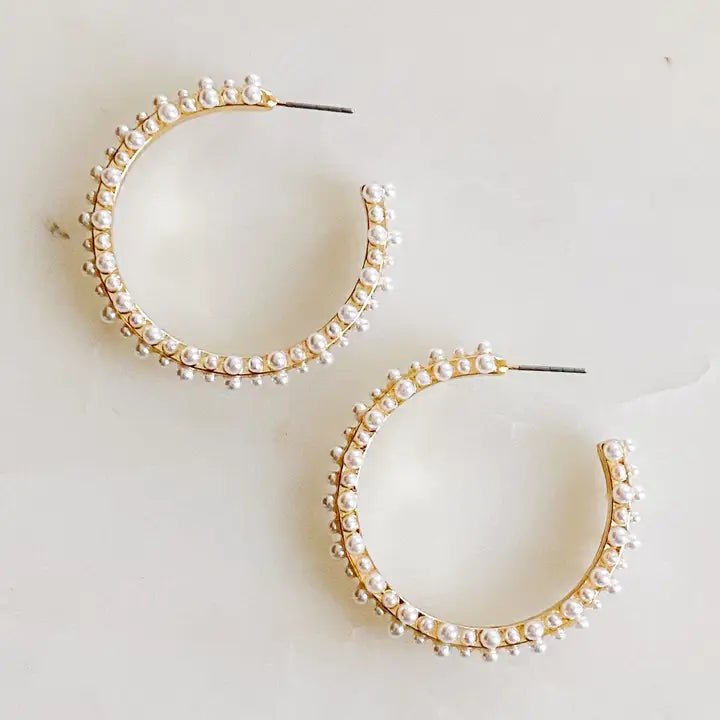 Delicate Pearl Hoops