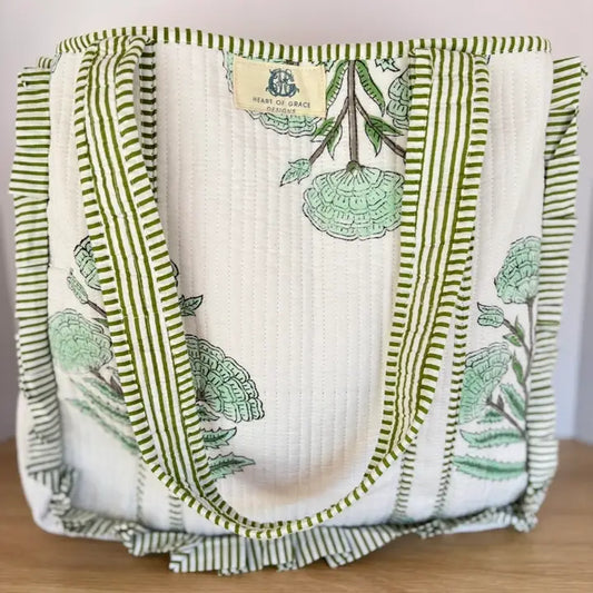 Green Haven Large Ruffle Tote