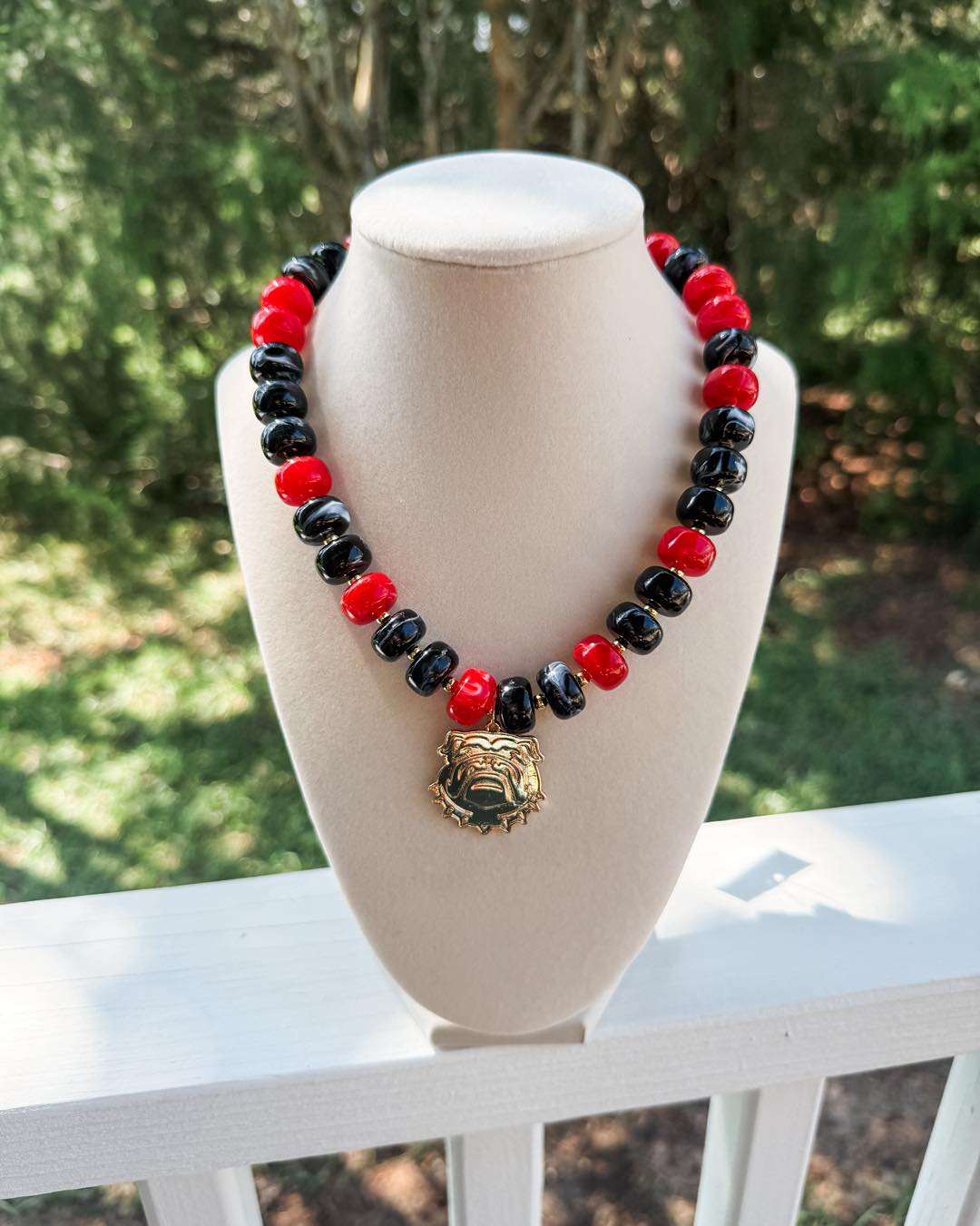 Red + Black Dawg Beaded Necklace