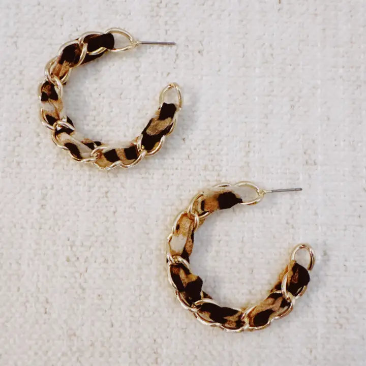 Leopard Scarf Hoops