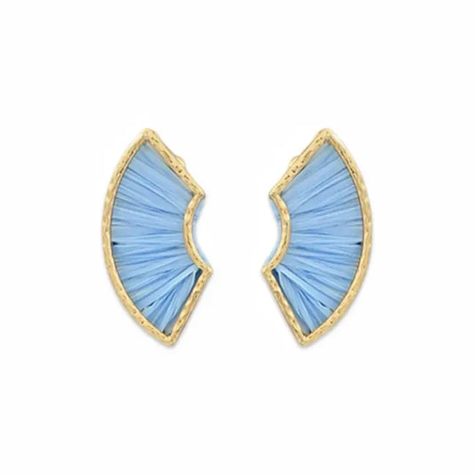 Light Blue Raffia Fan Earrings