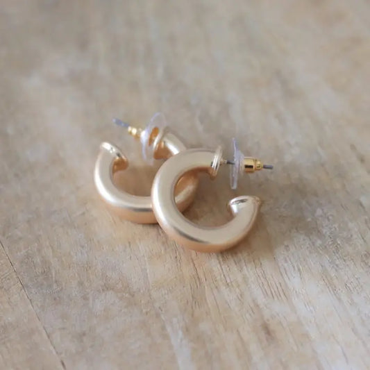 Brushed Gold Huggie Earrings