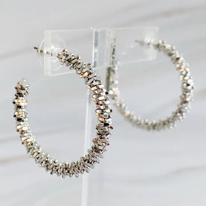 Silver Pebbles Hoops