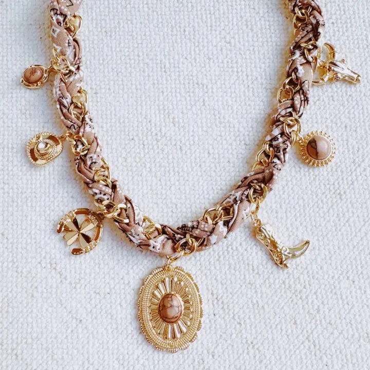 Wild West Desert Charm Scarf Necklace